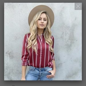 WINE SATIN STRIPE BLOUSE